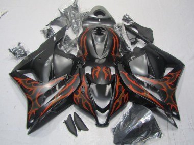 09-12 Black Orange Flame CBR600RR Motorcycle Fairings