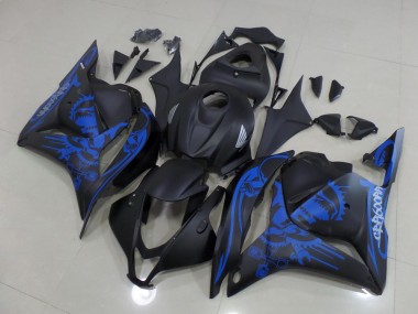 09-12 Matte Black Blue Skull CBR600RR Motorcycle Fairings