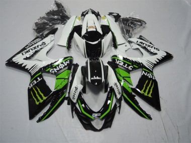 09-16 Black White Green Monster Pizzoli GSXR 1000 Motorcycle Fairings