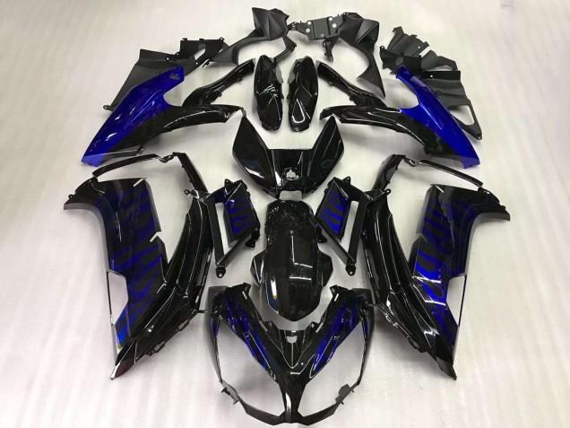12-16 Black Blue Flame EX650 Motorcycle Fairings 12-16 Black Blue Flame EX650 Motorcycle Fairings