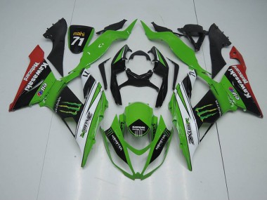 13-18 Black Green White Monster ZX6R Motorcycle Fairings