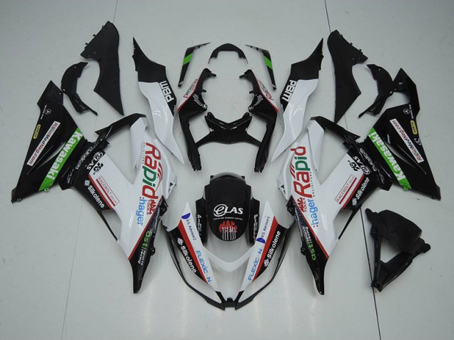 13-18 Black White Rapid Hager ZX6R Motorcycle Fairings 13-18 Black White Rapid Hager ZX6R Motorcycle Fairings
