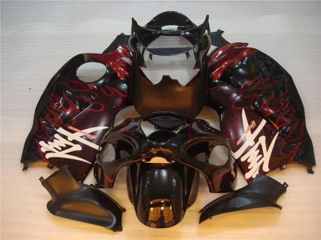 96-07 Black Red Flame GSXR 1300 Hayabusa Motorcycle Fairings 96-07 Black Red Flame GSXR 1300 Hayabusa Motorcycle Fairings
