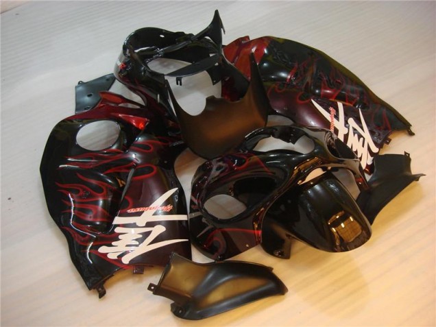 96-07 Black Red Flame GSXR 1300 Hayabusa Motorcycle Fairings 96-07 Black Red Flame GSXR 1300 Hayabusa Motorcycle Fairings
